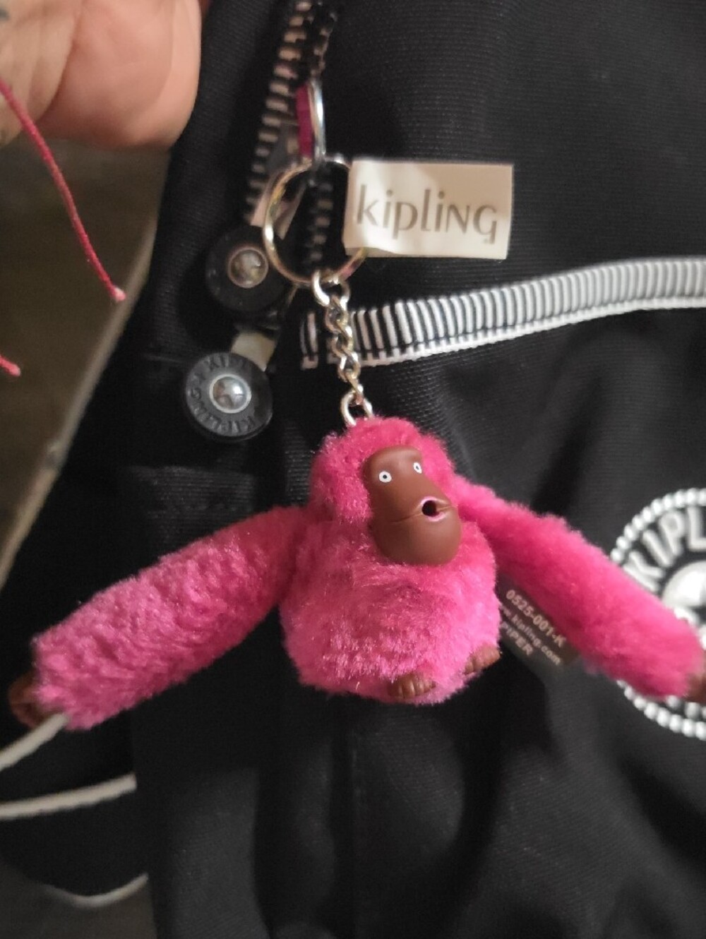 Kipling Jose Terra Black Backpack with Pink Monkey Charm - Picture 6 of 6